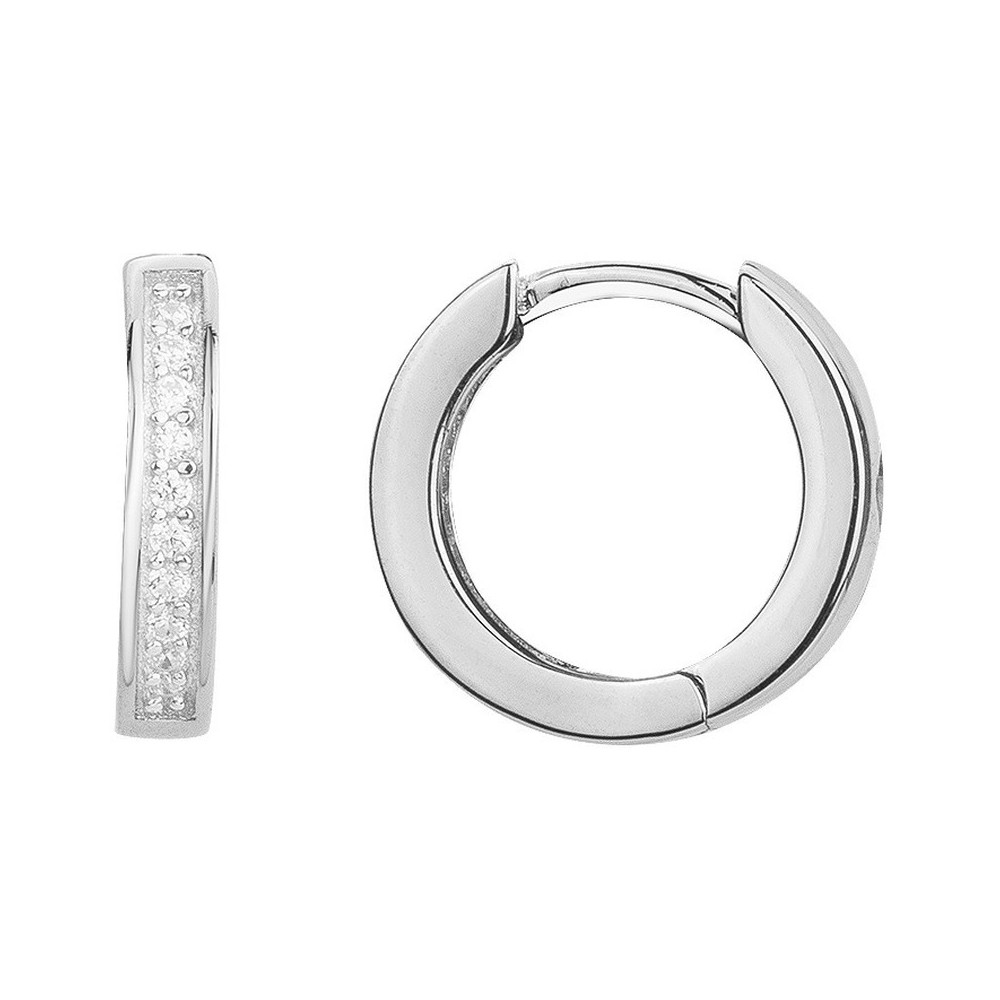 Les Boucles d'oreilles créoles argent 925/1000, oxydes de zirconium, by Stauffer