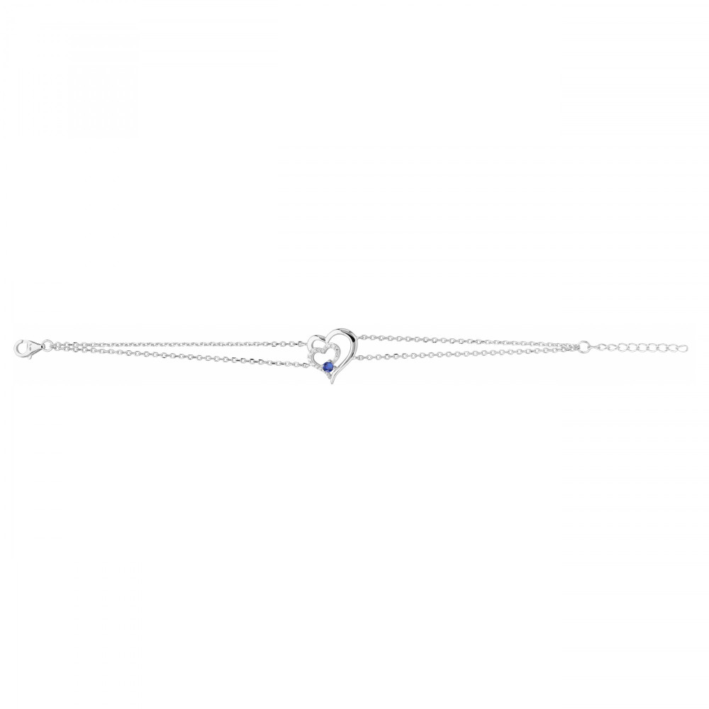 Le Bracelet argent 925/1000, coeur spinelle bleue et oxydes de zirconium, by Stauffer