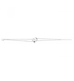 Le Bracelet argent 925/1000, coeur spinelle bleue et oxydes de zirconium, by Stauffer