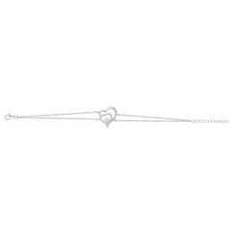 Le Bracelet argent 925/1000, coeur et oxydes de zirconium, by Stauffer