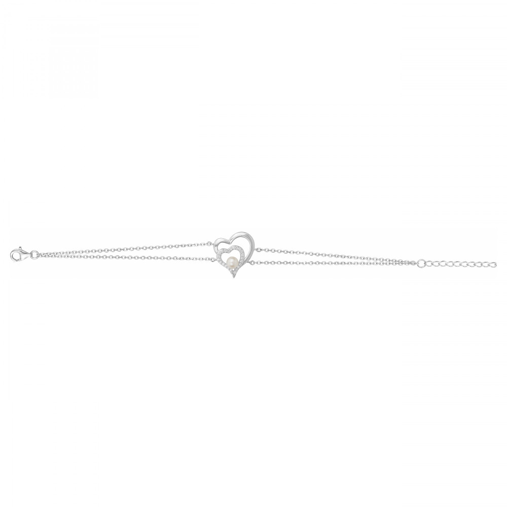 Le Bracelet argent 925/1000, coeur et oxydes de zirconium, by Stauffer