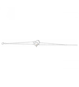 Le Bracelet argent 925/1000, coeur et oxydes de zirconium, by Stauffer