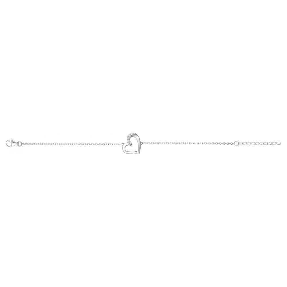 Le Bracelet argent 925/1000, coeur et oxydes de zirconium, by Stauffer