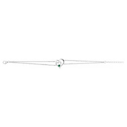 Le Bracelet argent 925/1000, coeur et pierre synthétique verte, by Stauffer