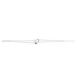 Le Bracelet argent 925/1000, coeur et pierre synthétique verte, by Stauffer