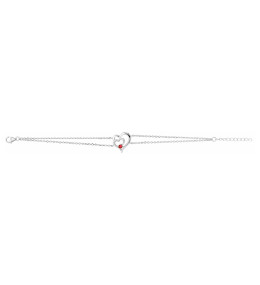 Le Bracelet argent 925/1000, coeur et pierre synthétique rouge, by Stauffer