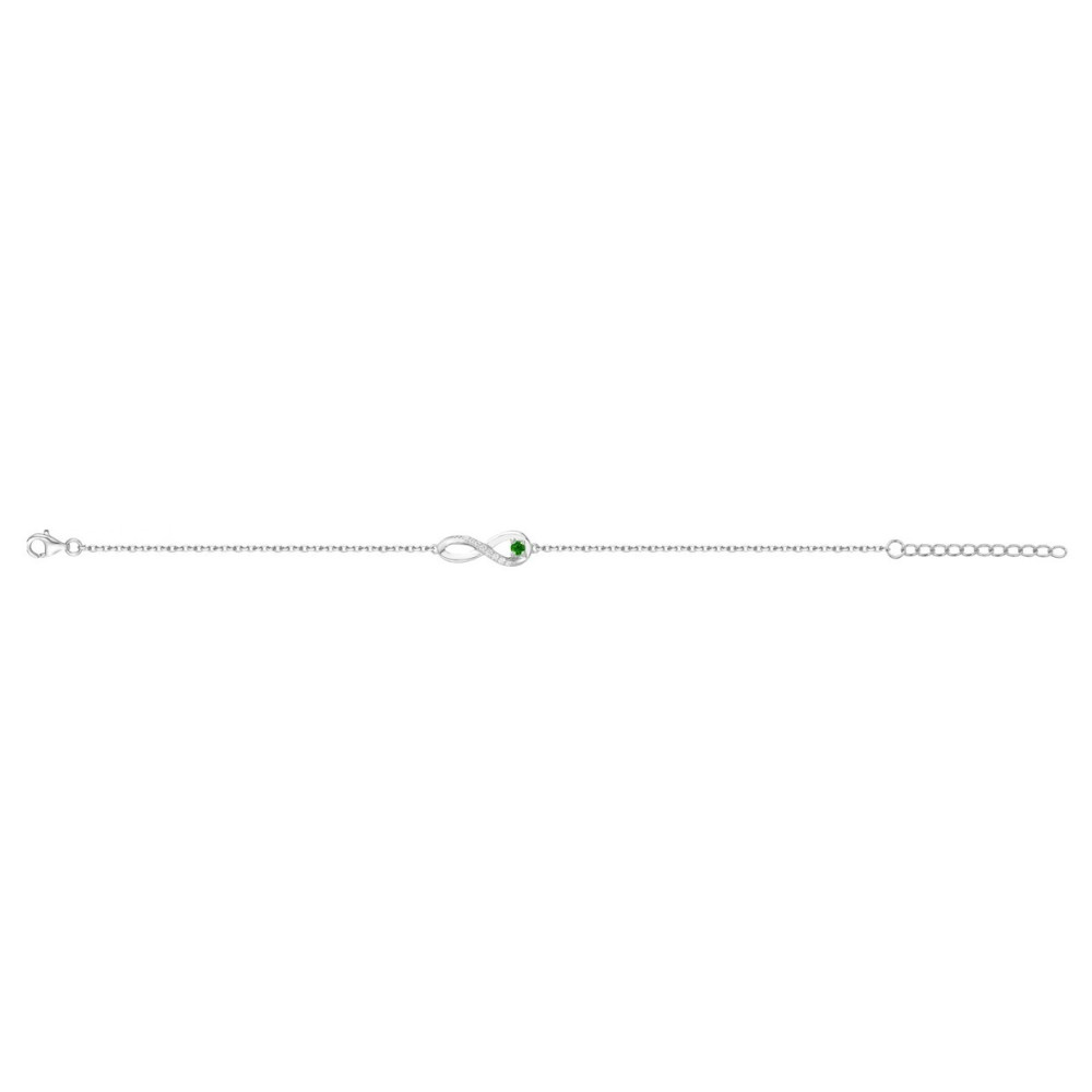 Le Bracelet argent 925/1000, infini spinelle verte et oxydes de zirconium, by Stauffer