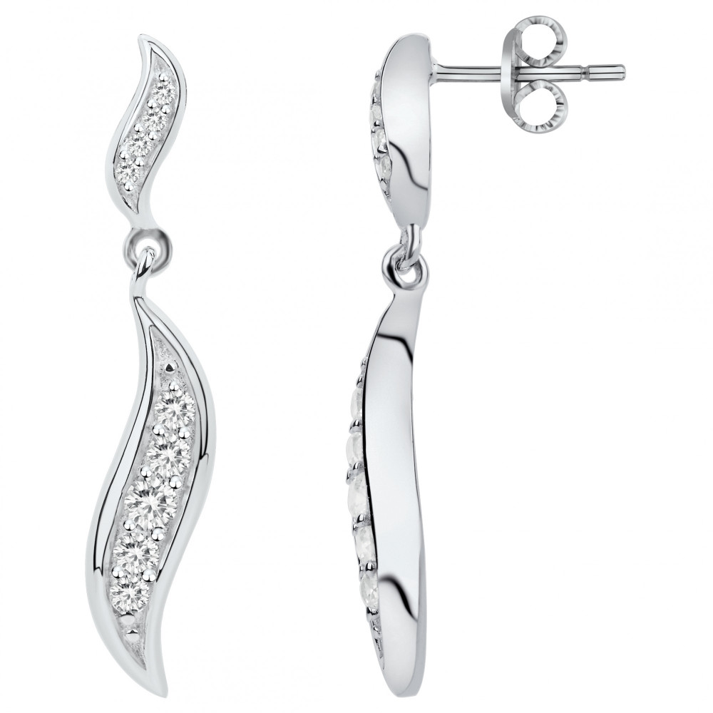 Les Boucles d'oreilles pendantes argent 925/1000, oxydes de zirconium, by Stauffer