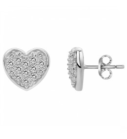 Les Boucles d'oreilles argent 925/1000, coeurs et oxydes de zirconium, by Stauffer