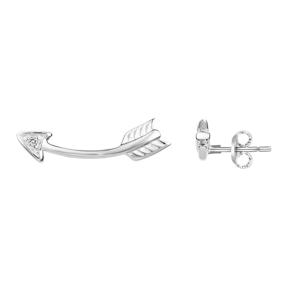 Les Boucles d'oreilles argent 925/1000, flèches et oxydes de zirconium, by Stauffer