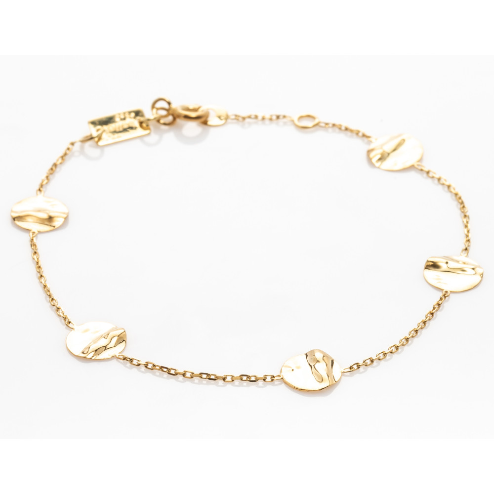 le Bracelet or jaune 375/1000, motifs ronds froissés, by Stauffer
