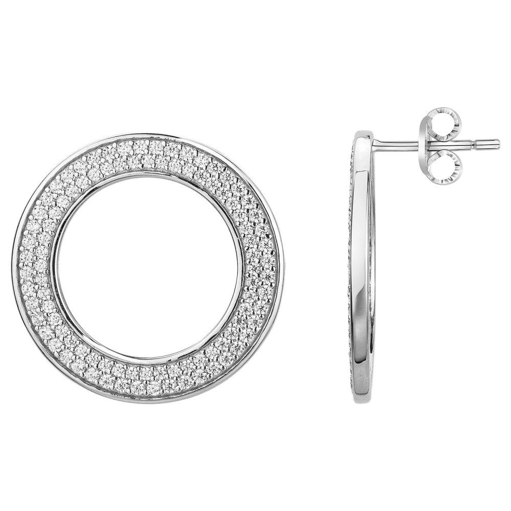 Les Boucles d'oreilles argent 925/1000, cercles et oxydes de zirconium, by Stauffer