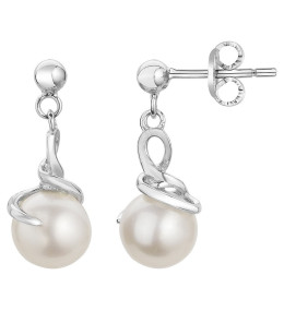 Les Boucles d'oreilles pendantes argent 925/1000, perles de culture, by Stauffer