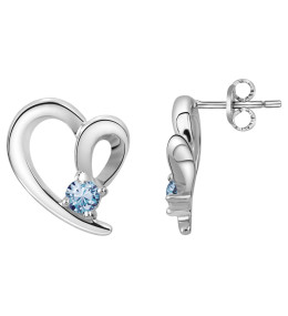 Les Boucles d'oreilles argent 925/1000, motif coeur, spinelle bleue topaze, by Stauffer