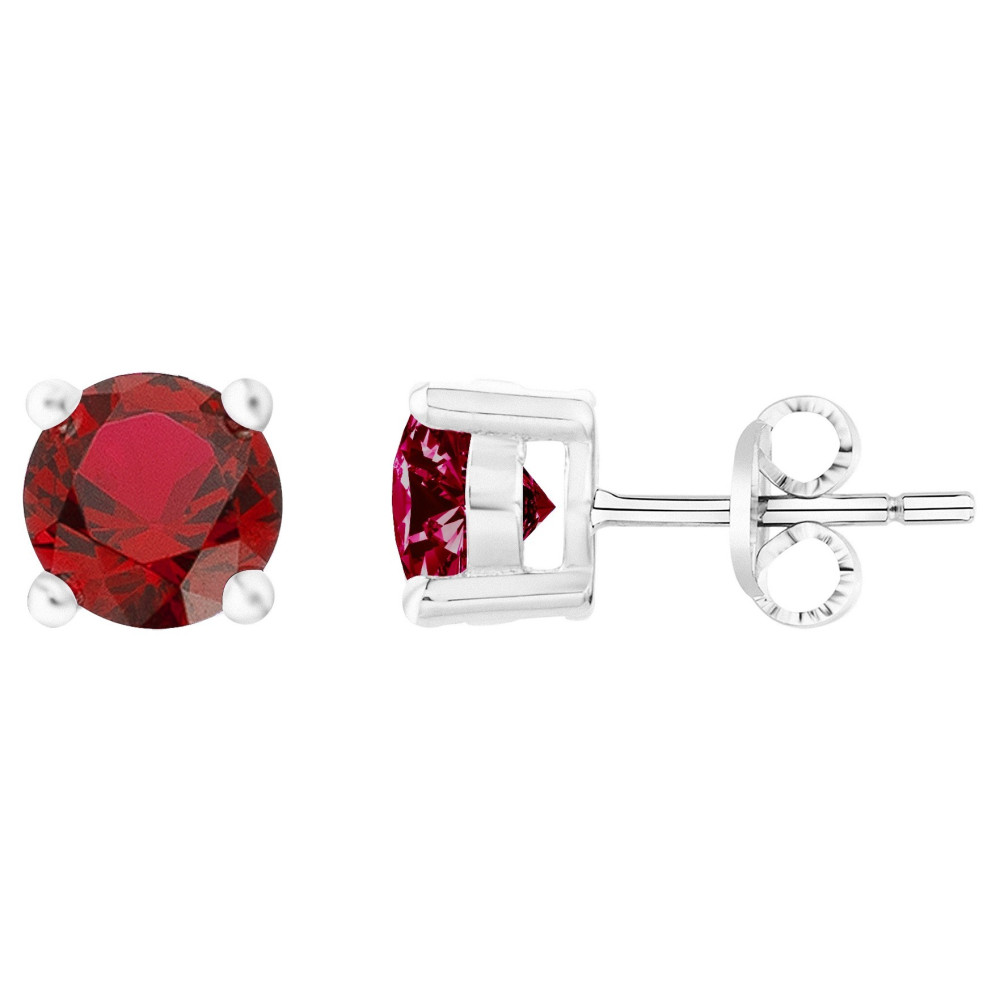 Les Boucles d'oreilles argent 925/1000, spinelle rouge rubis, by Stauffer