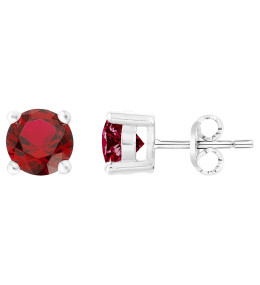 Les Boucles d'oreilles argent 925/1000, spinelle rouge rubis, by Stauffer