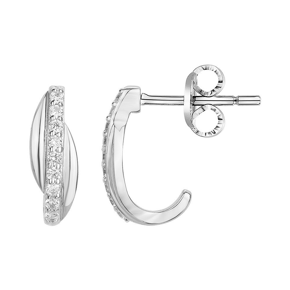 Les Boucles d'oreilles demi-créoles argent 925/1000, oxydes de zirconium, by Stauffer