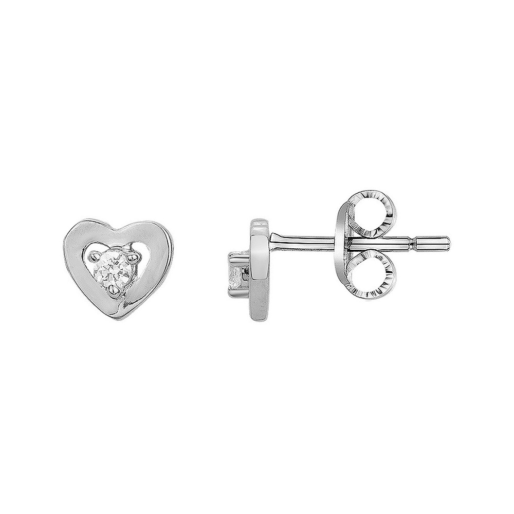 Les Boucles d'oreilles argent 925/1000, coeurs et oxydes de zirconium, by Stauffer