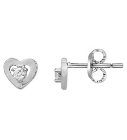 Les Boucles d'oreilles argent 925/1000, coeurs et oxydes de zirconium, by Stauffer