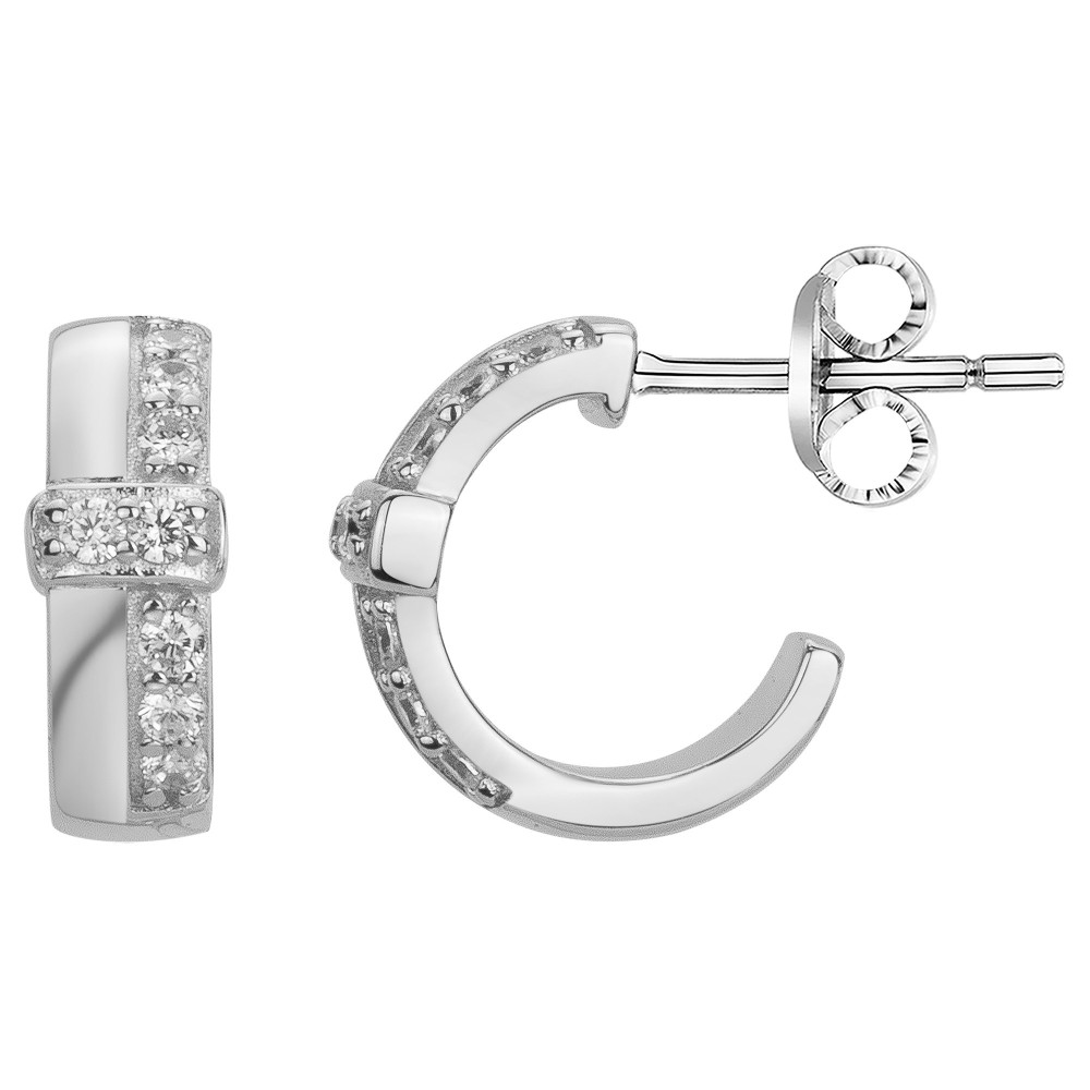 Boucles d'oreilles demi-créoles Argent 925/1000 et 16 oxydes de zirconium by Stauffer 70400571
