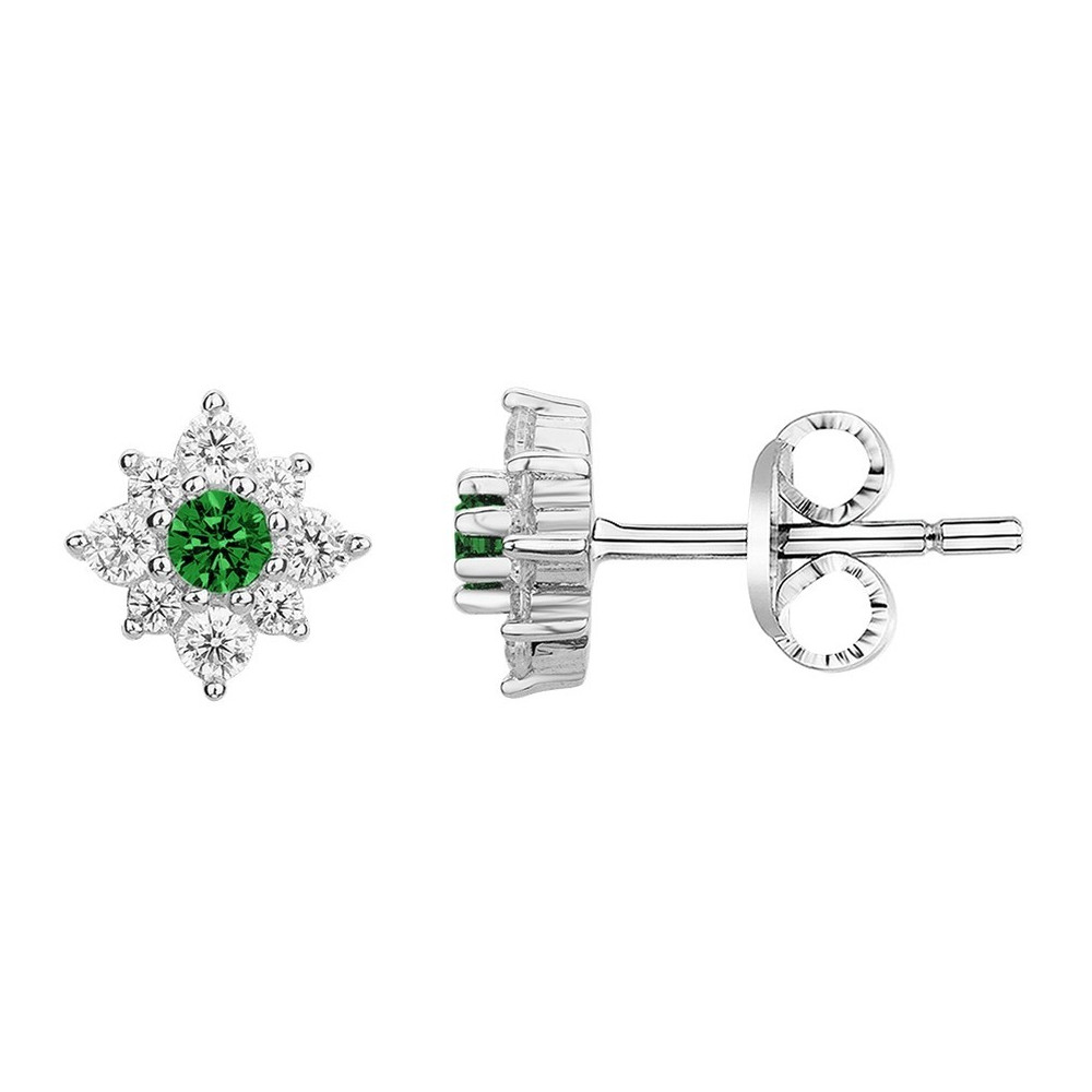 Boucles d'oreilles Argent 925/1000, spinelles vertes et oxydes de zirconium by Stauffer 70400573