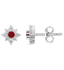 Boucles d'oreilles Argent 925/1000, spinelles rouges et oxydes de zirconium by Stauffer 70400574