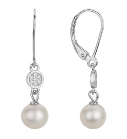 Boucles d'oreilles pendantes Argent 925/1000, perles de culture et oxydes de zirconium by Stauffer 70400582