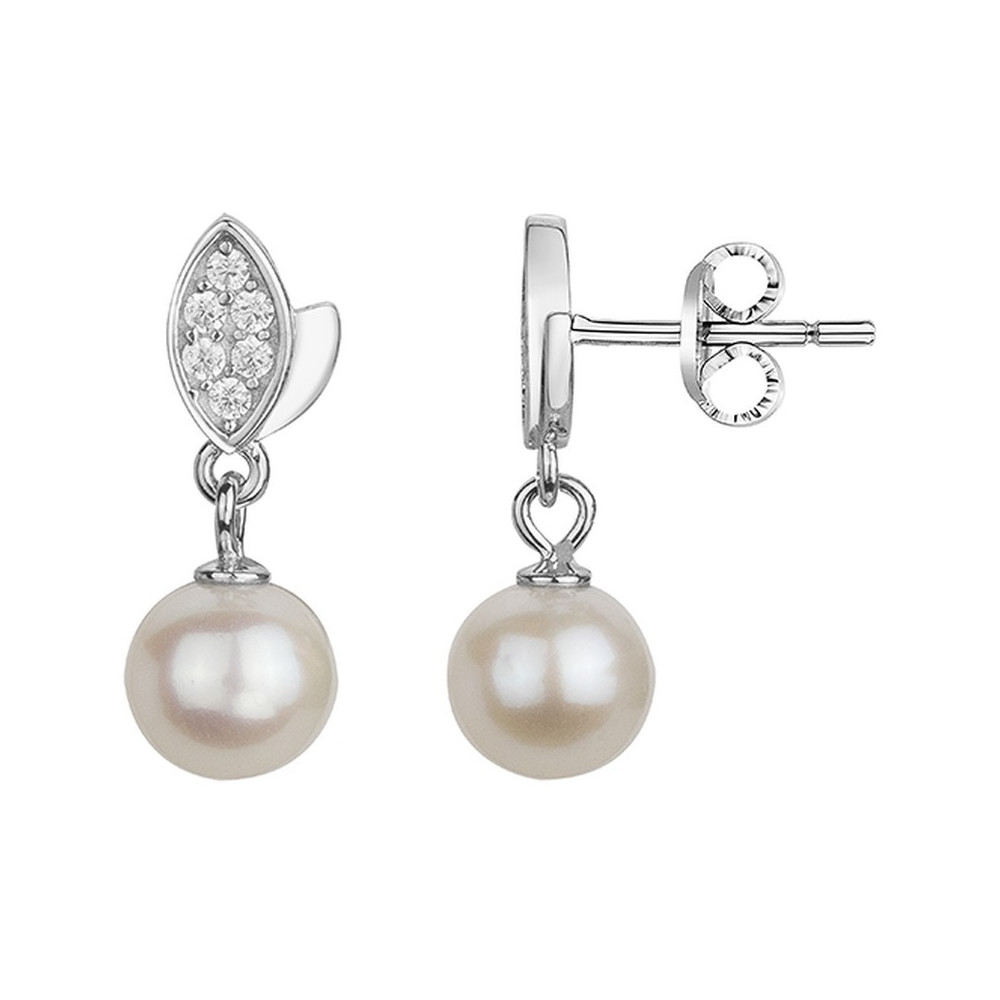 Boucles d'oreilles pendantes Argent 925/1000, perles de culture et oxydes de zirconium by Stauffer 70400585