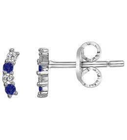 Boucles d'oreilles Argent 925/1000, spinelles bleues et oxydes de zirconium by Stauffer 70400621