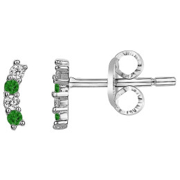 Boucles d'oreilles Argent 925/1000, spinelles vertes et oxydes de zirconium by Stauffer 70400622