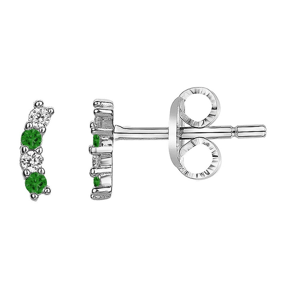 Boucles d'oreilles Argent 925/1000, spinelles vertes et oxydes de zirconium by Stauffer 70400622