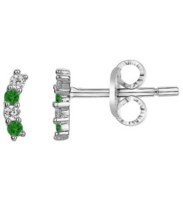 Boucles d'oreilles Argent 925/1000, spinelles vertes et oxydes de zirconium by Stauffer 70400622