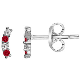 Boucles d'oreilles Argent 925/1000, spinelles rouges et oxydes de zirconium by Stauffer 70400623