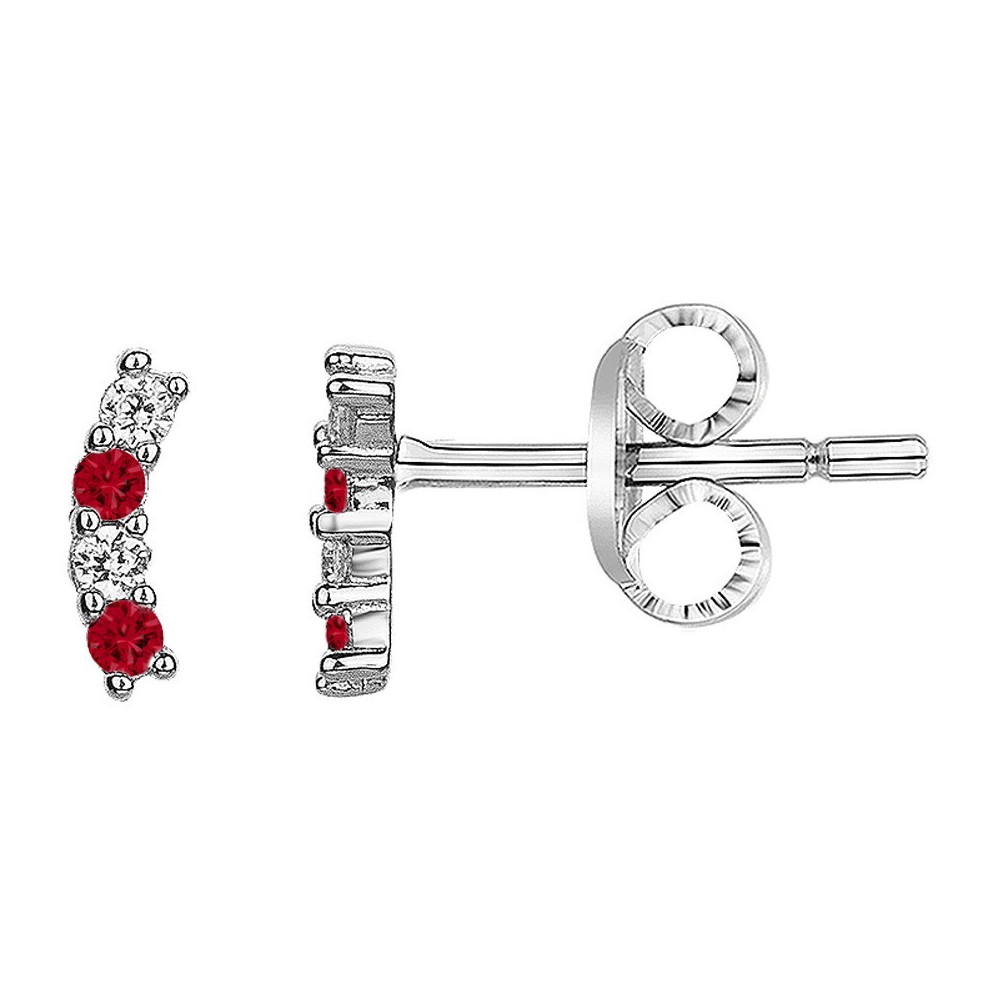 Boucles d'oreilles Argent 925/1000, spinelles rouges et oxydes de zirconium by Stauffer 70400623