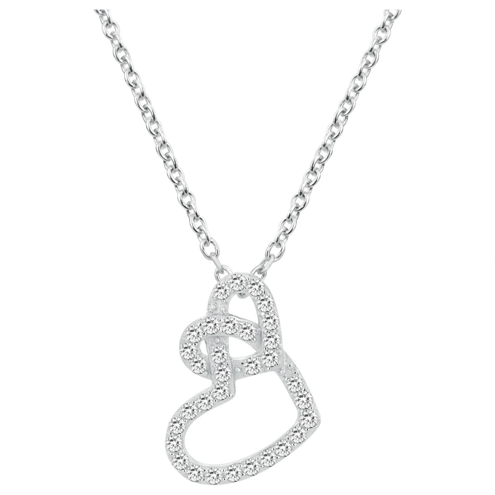 Le Collier argent 925/1000, coeurs et oxydes de zirconium by Stauffer