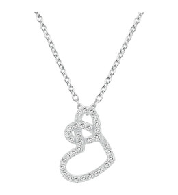 Le Collier argent 925/1000, coeurs et oxydes de zirconium by Stauffer