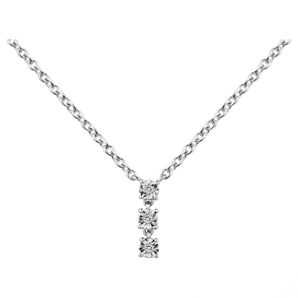 Le Collier argent 925/1000, trilogie diamants by Stauffer