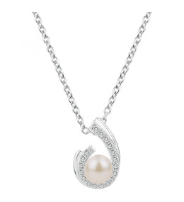 Le Collier argent 925/1000, perle de culture et oxydes de zirconium by Stauffer