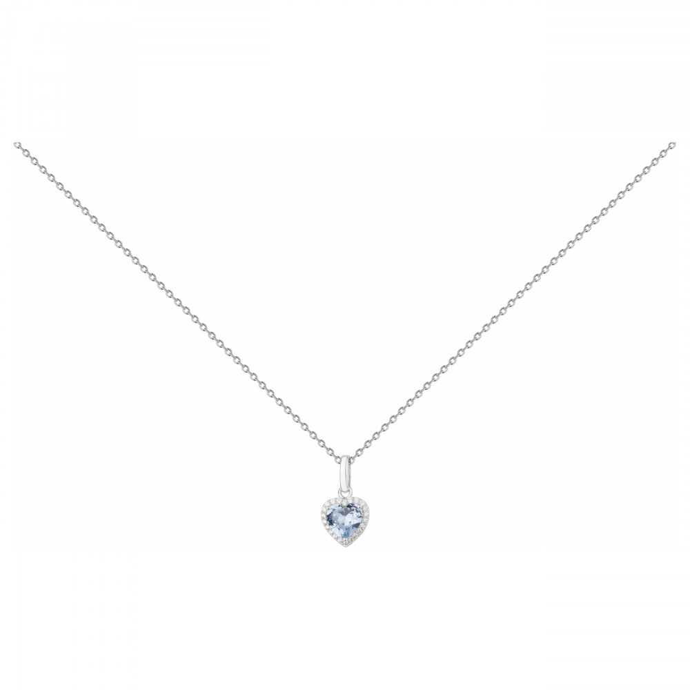 Le Collier argent 925/1000, coeur et oxydes de zirconium by Stauffer