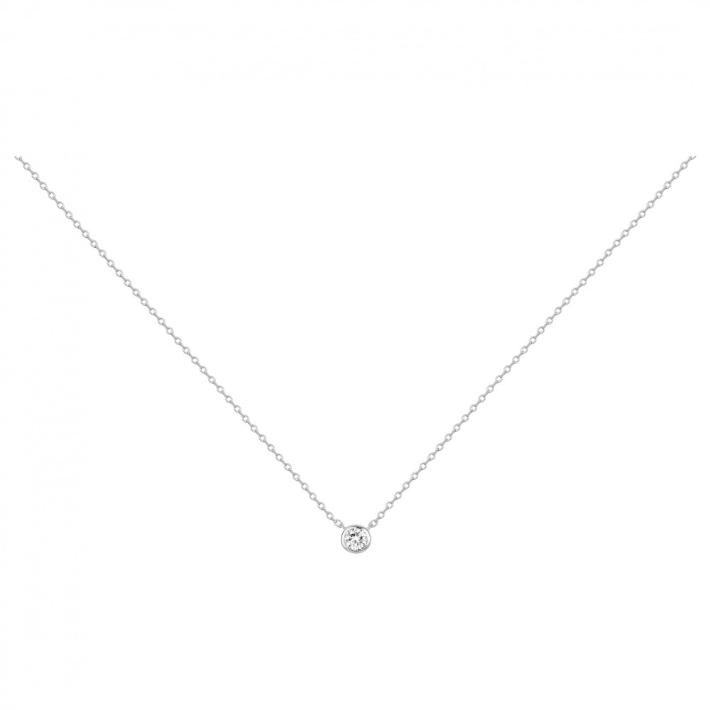 Le Collier argent 925/1000, 1 oxyde de zirconium serti clos by Stauffer