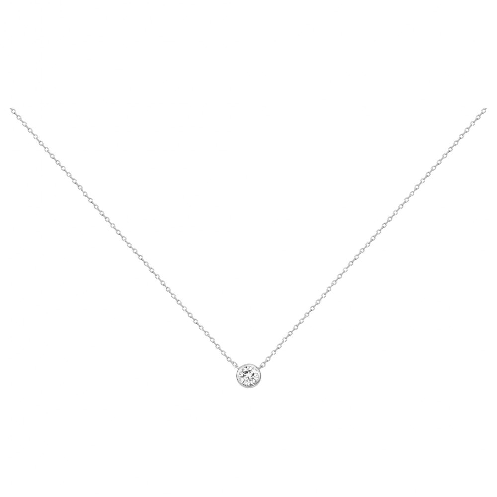 Le Collier argent 925/1000, 1 oxyde de zirconium serti clos by Stauffer