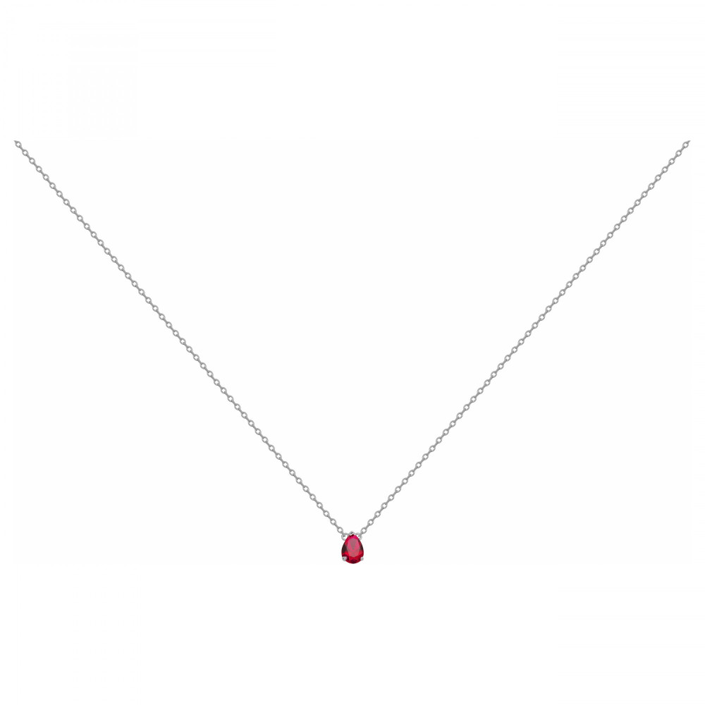Le Collier argent 925/1000, spinelle rouge by Stauffer