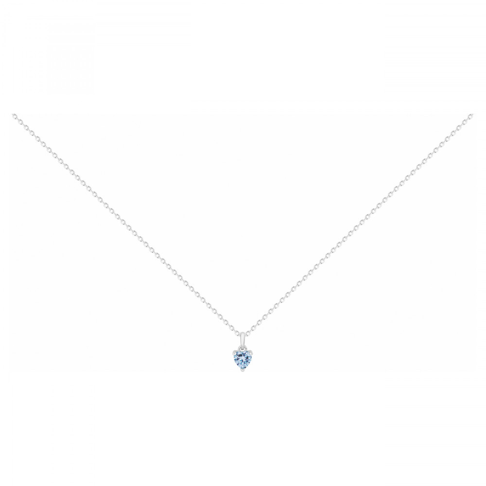 Le Collier argent 925/1000, coeur spinelle bleue by Stauffer