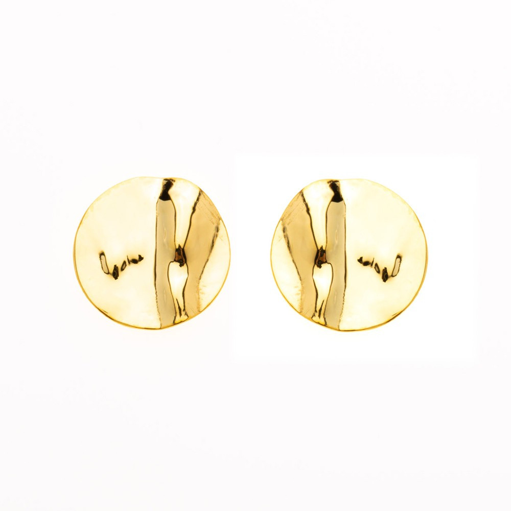 les Boucles d'oreilles, or jaune 375/1000 ,motifs ronds de 8 mm froissé by Stauffer