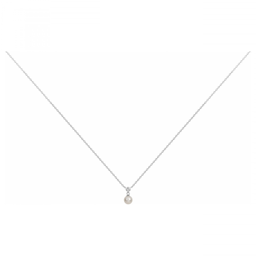 Le Collier argent 925/1000, perle de culture et oxyde de zirconium by Stauffer