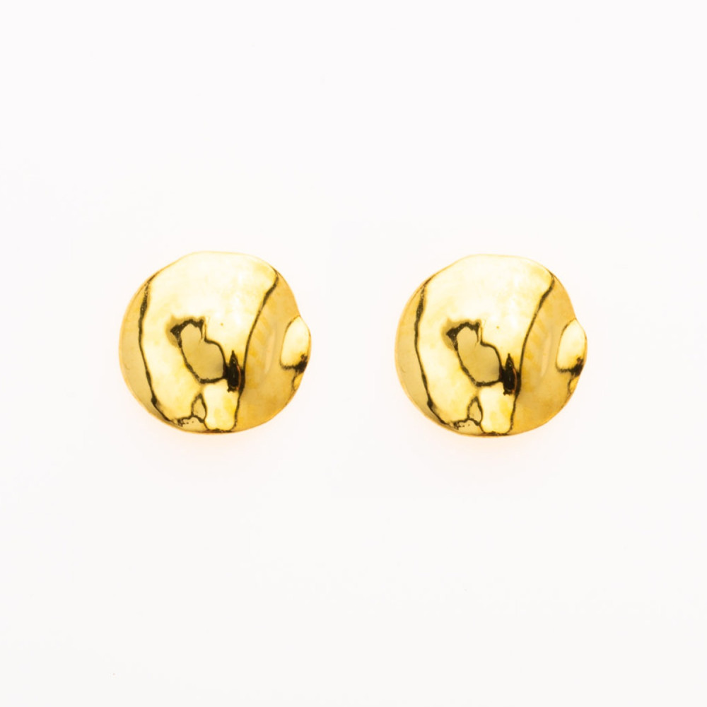 Les Boucles d'oreilles, or jaune 375/1000 ,motifs ronds de 5,5 mm froissé, by Stauffer