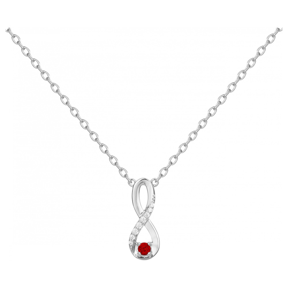 Le Collier argent 925/1000, infini, spinelle rouge et oxydes de zirconium by Stauffer