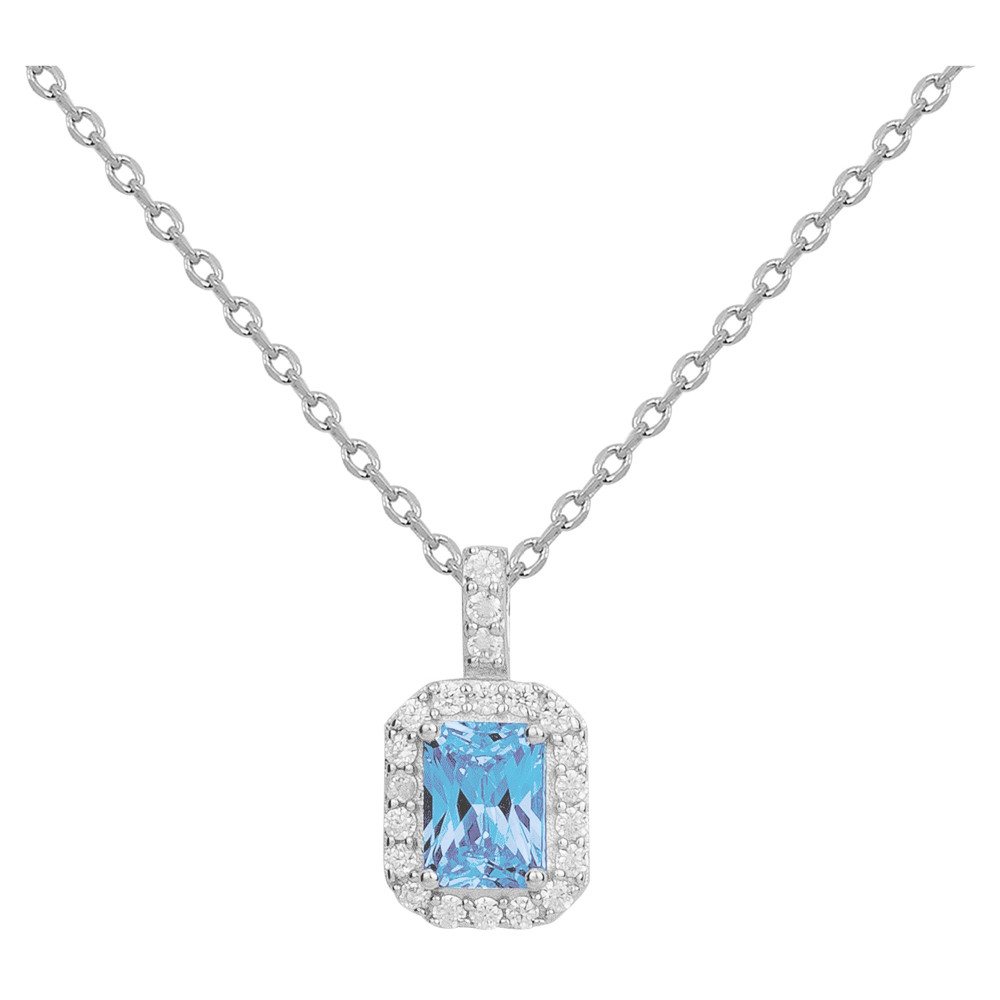 Collier Argent 925/1000 et spinelle bleue topaze et oxydes de zirconium by Stauffer 70700886