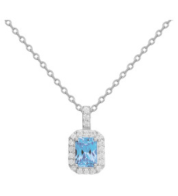 Collier Argent 925/1000 et spinelle bleue topaze et oxydes de zirconium by Stauffer 70700886