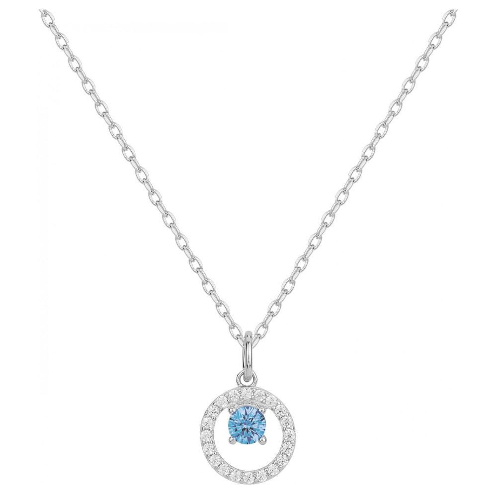 Collier Argent 925/1000 et spinelle bleue topaze et oxydes de zirconium by Stauffer 70700888